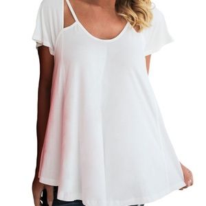 BC Basic Kelly White Cutout Flowy Top